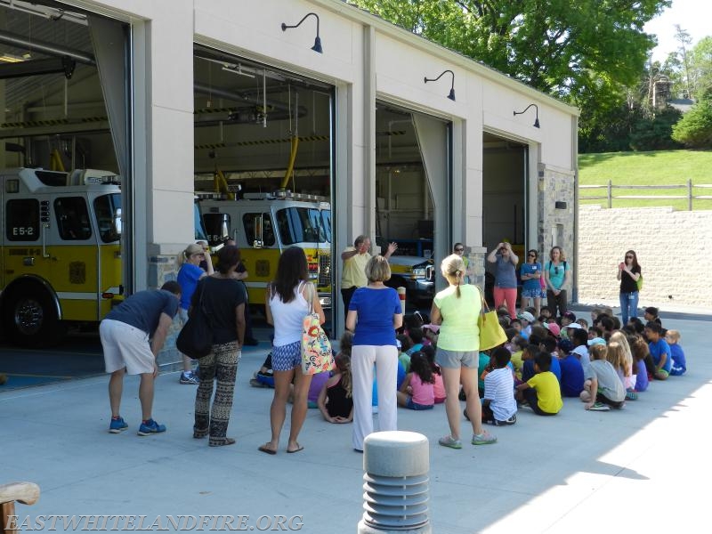 A visit to Station 5 from students at KD Markley School. Vice President Tommy Cockerham telling students about the importance of fire safety.