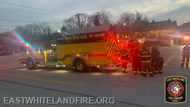 Pictured is Rescue 5 at the 700 block of Lancaster Avenue call.
