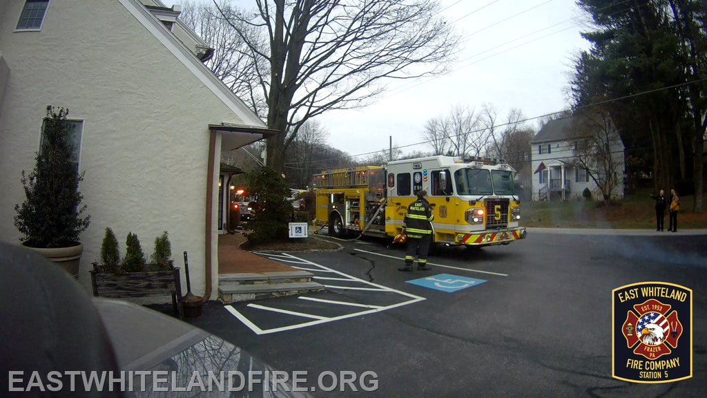 Pictured is Engine 5 at the Village Way call. Helmet camera screenshot provided by FF/EMT D. Lotz.  